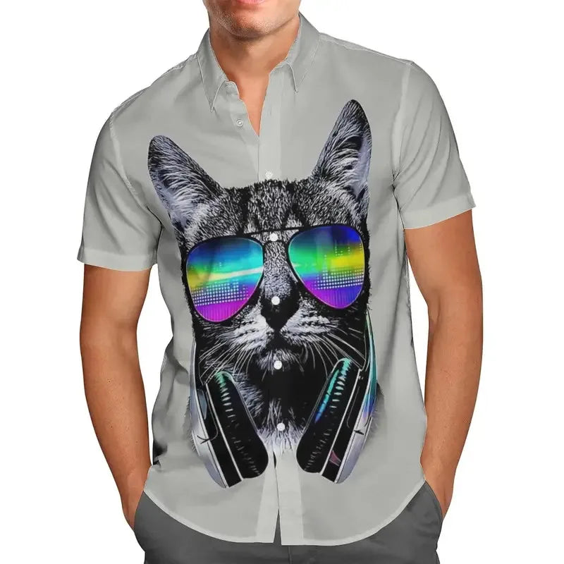 Extra-large streetwear 3d anime green short-sleeved Hawaiian shirt for men, beach summer 5xl for social men