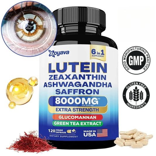 Lutein and Zeaxanthin Supplement - Eye Vitamins for Adults Eye Health Supplement with Glucomannan, Ashwagandha for Vision & Eyes