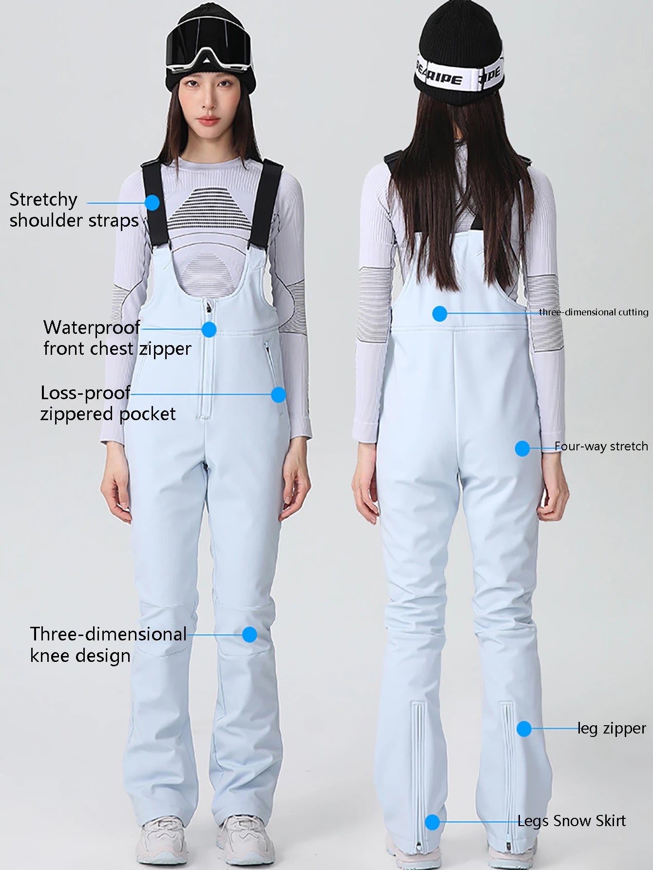 new women slim strap ski pants women's waterproof four-way stretch fleece winter ski pants snow ski pants women