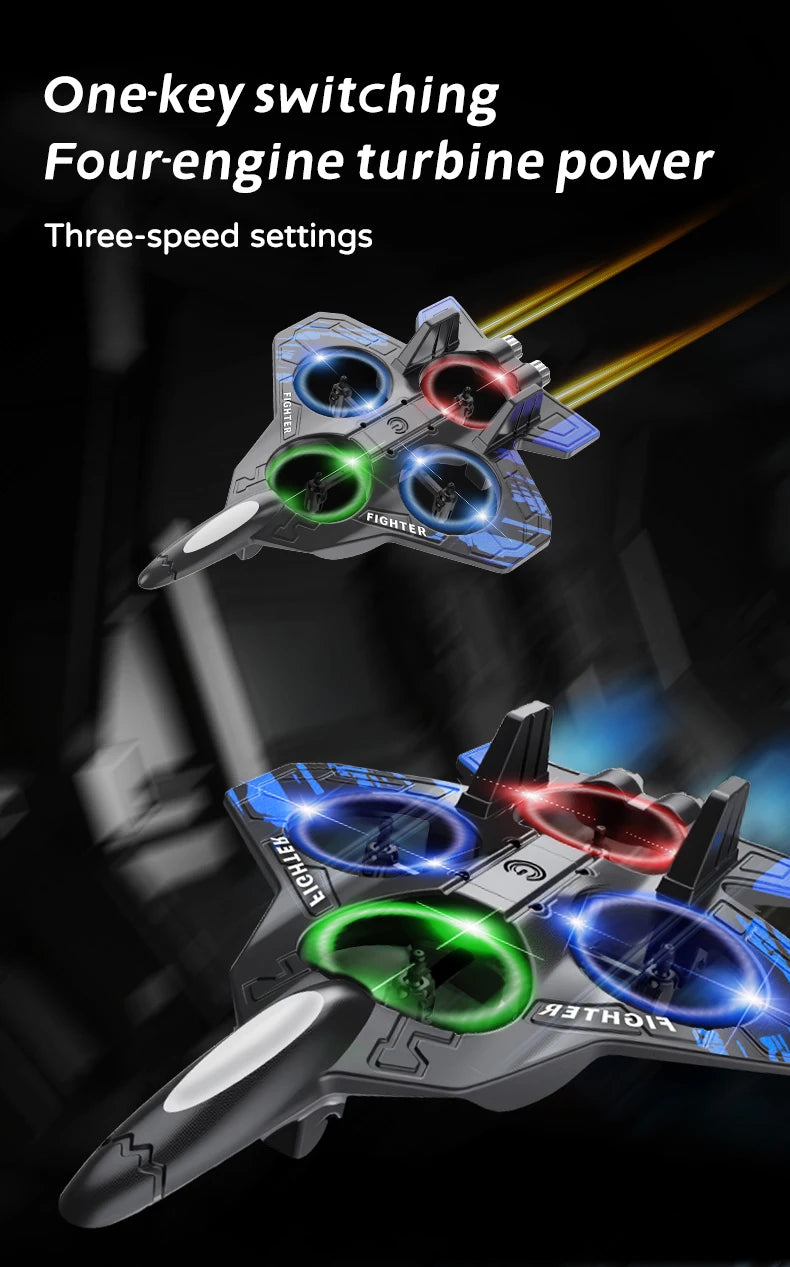 L101 RC Foam Airplane Mini Drone 2.4G Fighter Stunt Helicopter 360° Flip Remote Control Aircraft LED Colored Lights Quadcopter