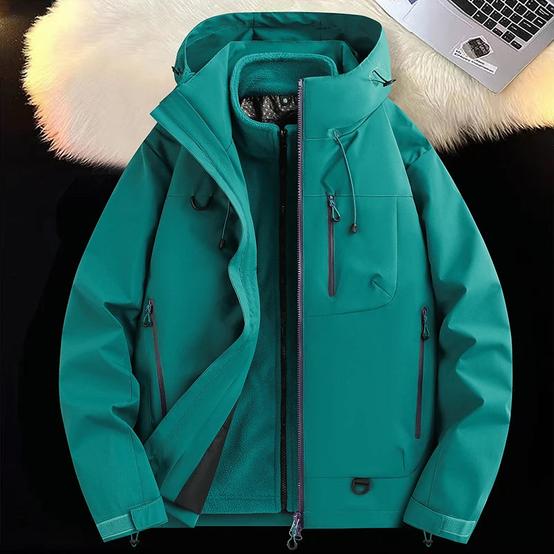 Mountaineering Suit Coat Outdoor Ski Jacket Autumn Winter Three-in-one Windbreaker Men's Women's Couple Three-proof Jacket Men's