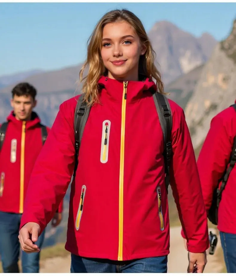 Unisex Fleece Lined Solid Color Jacket, Plus Size Windproof Delivery Coat for Hiking, Custom Logo Winter Set