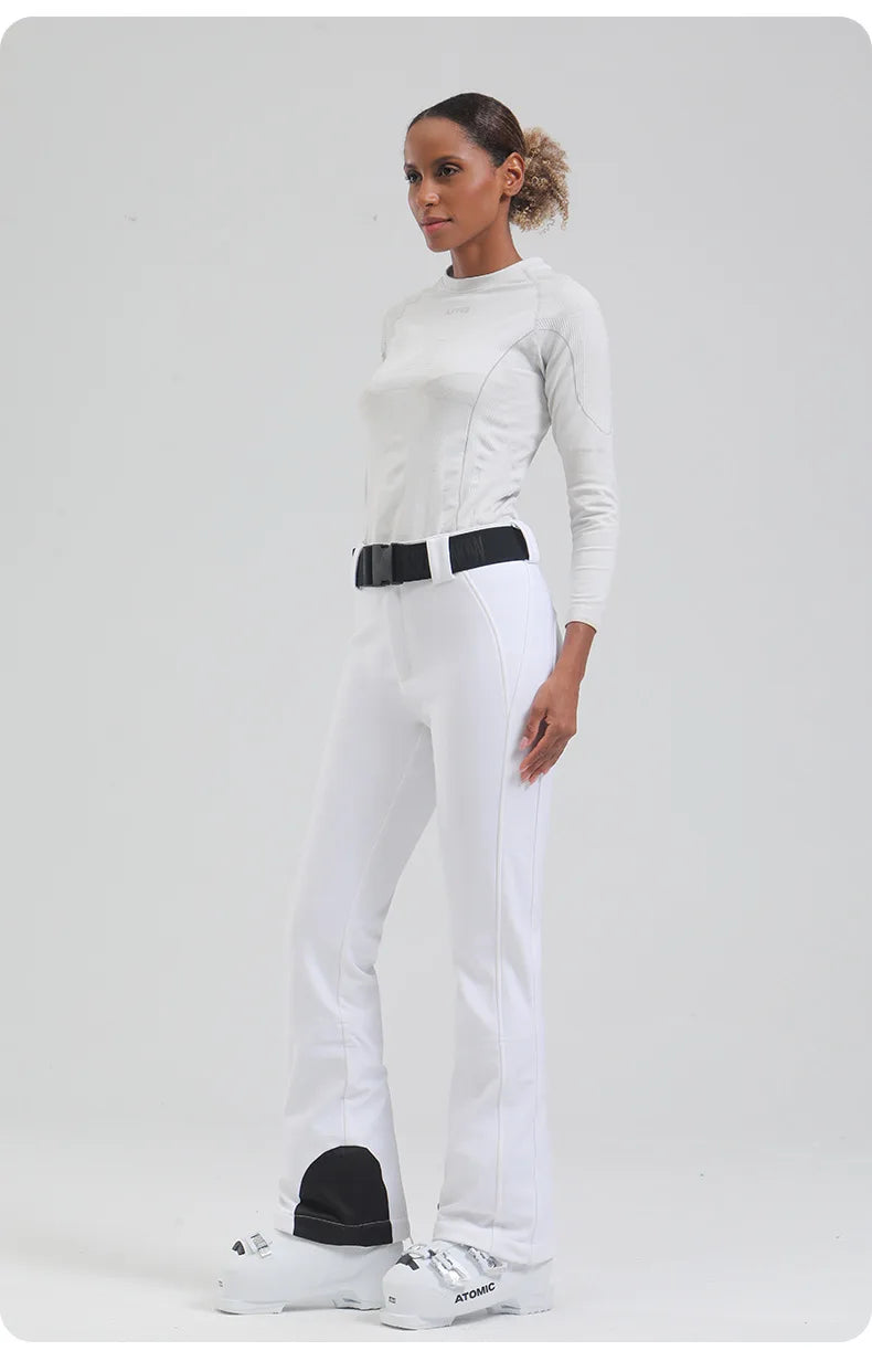 Ski pants New women's double-board 스노우보드복 slimming windproof waterproof thickened warm and elastic sports snow pants