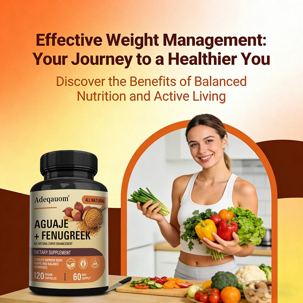 Aguaje + Fenugreek Capsules - 1000mg, Supports Buttocks, Curvy Body & Breast Support, Immune Health, Rich in Protein & Vitamins