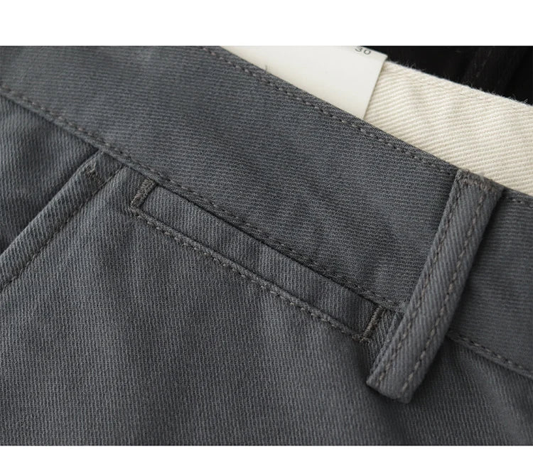 Straight pants American casual Chino cargo retro simple beige white khaki cotton casual pants for men