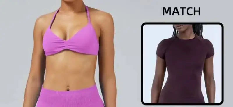 HISTELLO Impact Strappy Bra Gym Top Women High Support Thin Strap Halter Sports Seamless Bras Scrunch Push-up Workout Yoga Tanks