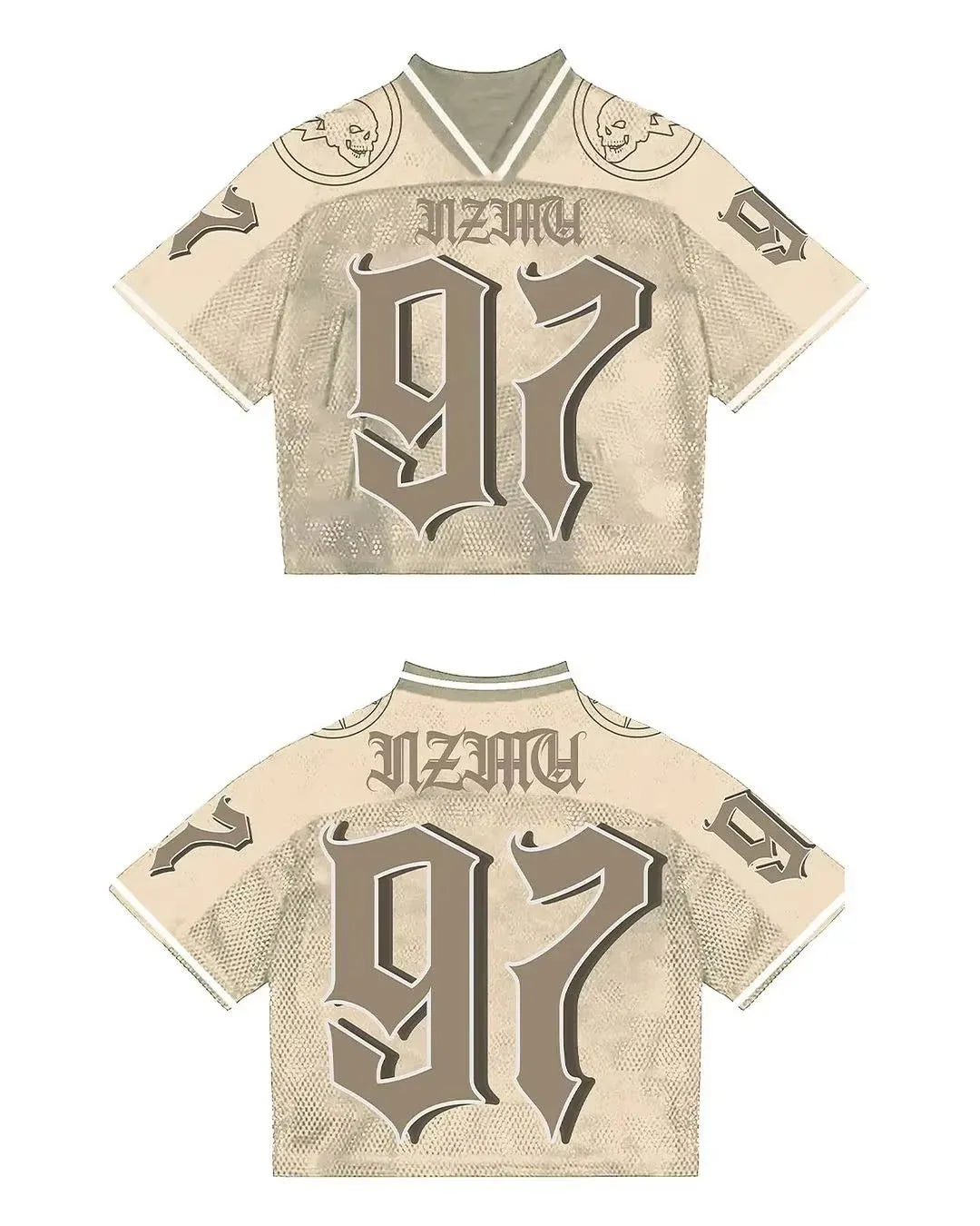 Harajuku Style American Y2K English Printed Baseball Sports Short-sleeved Men's Loose Casual Street T-shirt Football Jersey