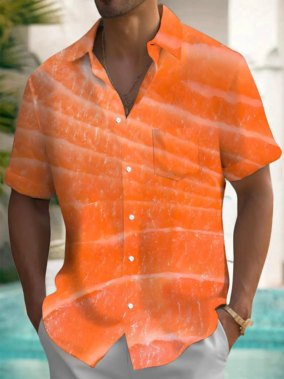 New Hawaii Spring/Summer Fashion Leisure Street Walk Tourist Beach Printed Full Open Short Sleeve Button Shirt, Quick Shipping