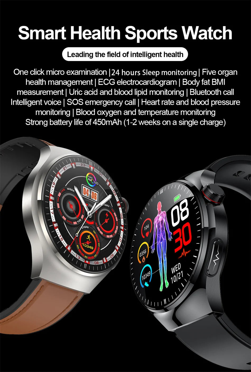 2026New high-end Smart Watch Men Women Health Measurement Blood Oxygen Bp physical examination call exercise ECG Smartwatch Man