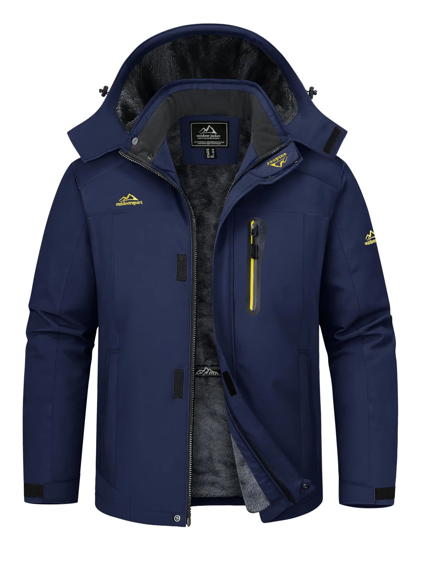 TACVASEN Winter Fleece Lining Jackets Waterproof Mens Ski Snowboard Parka Windproof Removable Hoodie Coats Casual Windbreaker