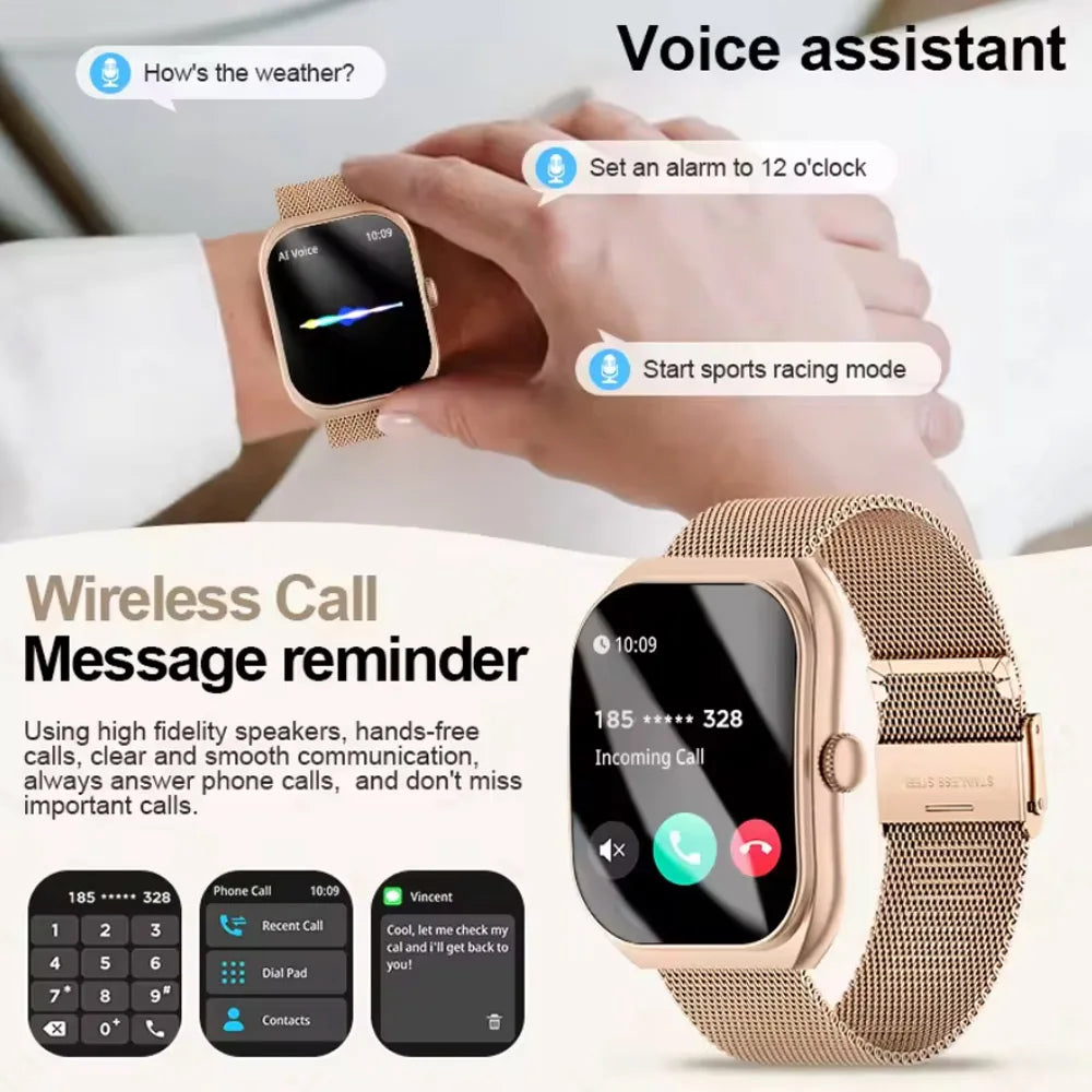 2026 New Bluetooth Call Smart Watch Women Customisable Dials Waterproof Sports Fitness Tracker Fashion Ladies' Smartwatch+Box