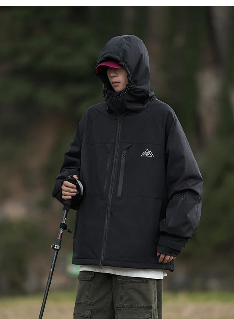 Winter Waterproof Windproof Thermal Ski Jacket for Men Unisex Style Cotton Insulated Thick Warm Snowsports Outdoor Sports Coat