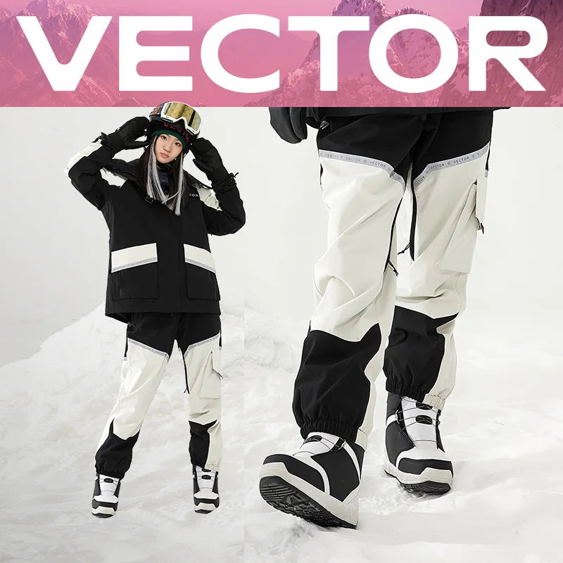Winter Ski Pants Women Outdoor High Quality Windproof Waterproof Warm Snow Trousers Winter Ski Snowboarding Pants Splicing beam