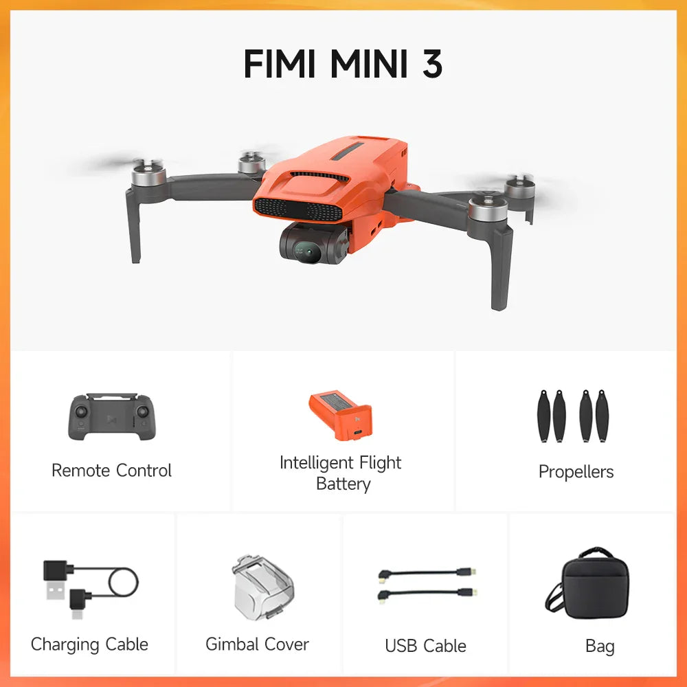 FIMI MINI 3 foldable drone 4K professional for adults with a camera 60fps 3-Axis Gimbal 245g 9km HD Trans GPS Auto Return