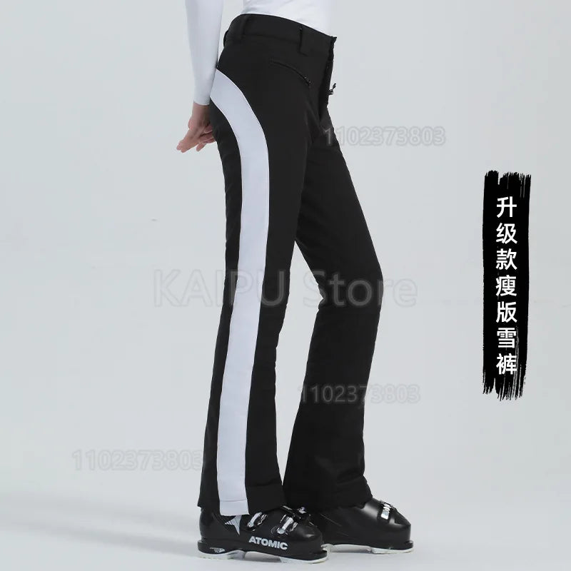 Winter ski pants women double board winter outdoor warm windproof waterproof elastic snow pants women