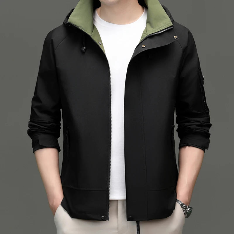 Top Grade Waterproof Designer Men Outdoor Jacket Soft Shell Autumn Windbreaker Casual Sports Coats Detachable Cap Outwear