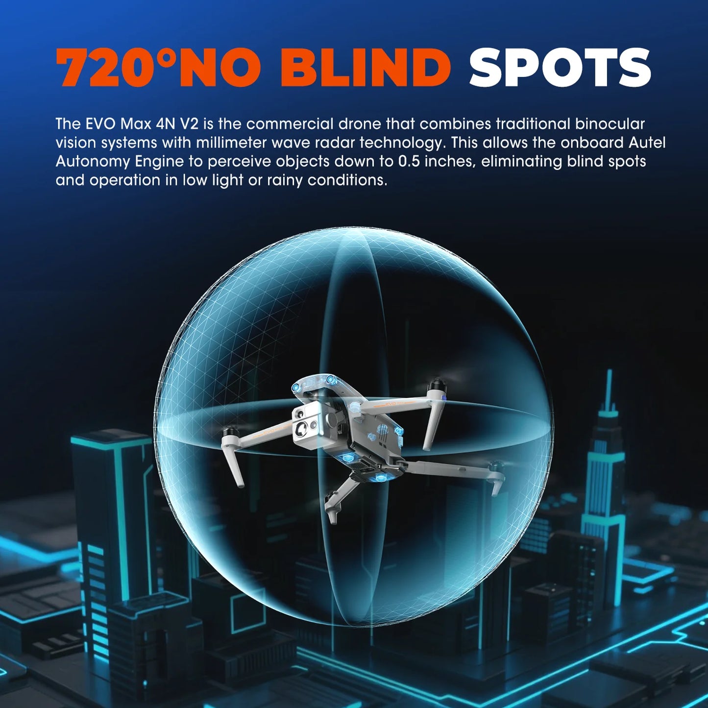 Autel Robotics EVO Max 4N V2, 4-in-1 Night Vision &Thermal Imaging Drone with 8K Professional GPS 25KM,Long Transmission Range