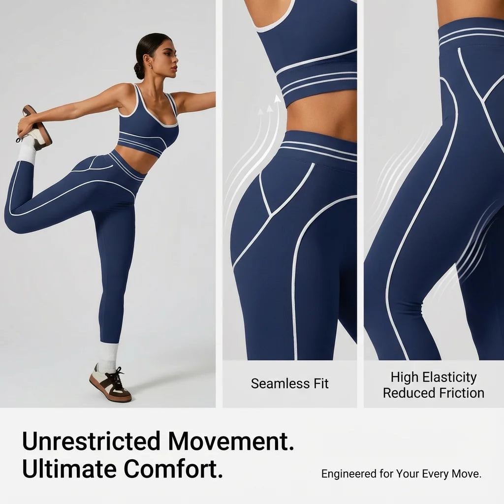 Women's Seamless Yoga Set - Sports Bra & High Waist Leggings Activewear for Gym Workout Fitness Exercise Stretch Athletic Outfit