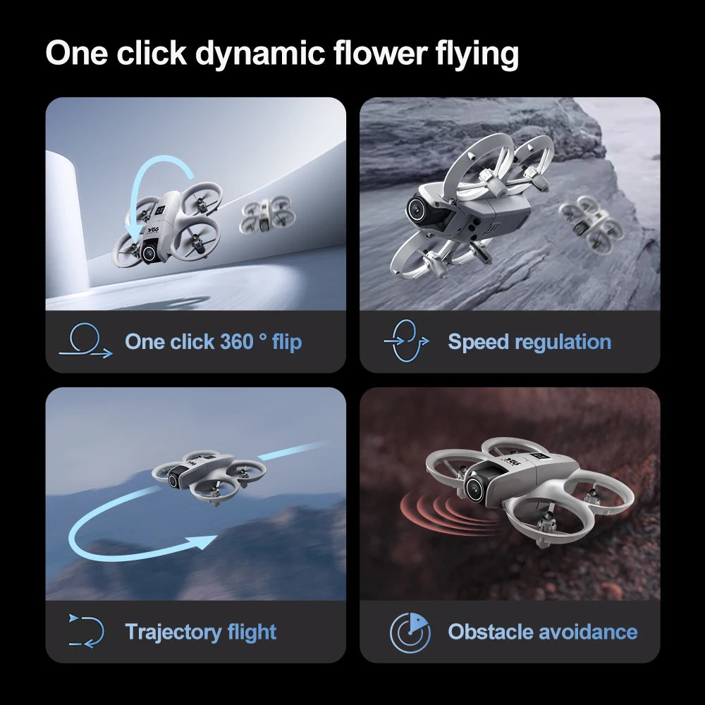 V66 Mini Drone 4K Profesional Dual Camera Headless Mode Obstacle Avoidance WiFi FPV Dron 360° Flip RC Quadcopter Toys for Kids