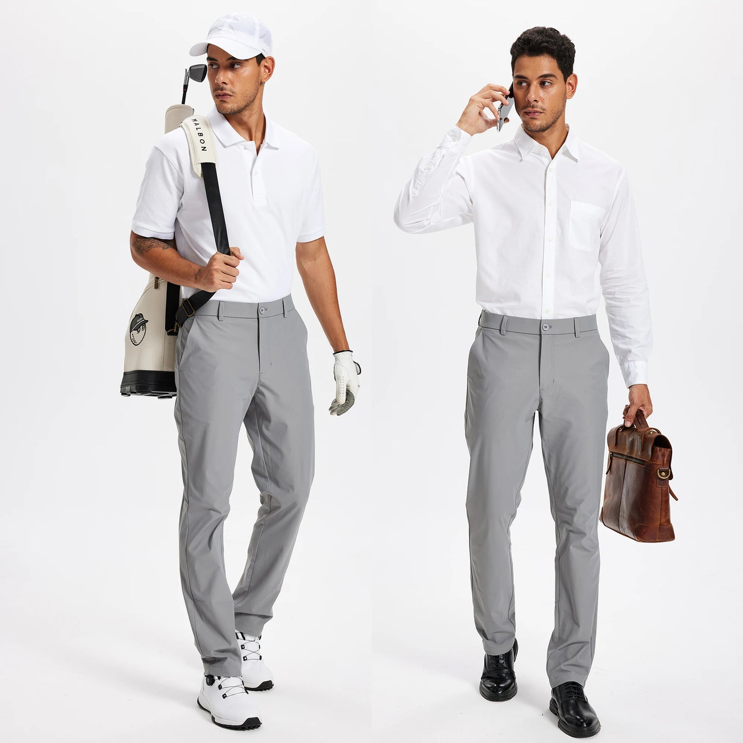 Men's Golf Pants 30"/32"/34" Stretch Work Dress Pants Slim Straight Lightweight Quality Business Trousers Casual Suit Pants