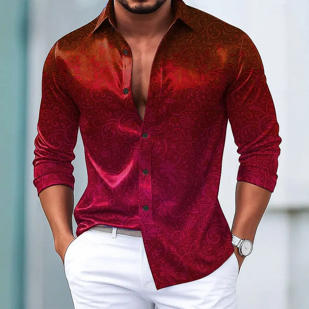 Men's Paisley Floral Print Ethnic Shirt Fashion 3D Printed Shirt Button Up Shirt Casual Long Sleeve Shirt Street Blouse for Mens