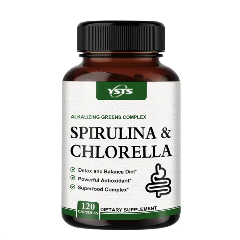 Spirulina Chlorella Supplement - Supports Liver, Kidney And Intestinal Detoxification, Energy, Digestion, Antioxidant