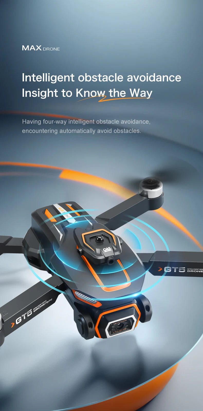 GT5 Brushless Drone with Dual Lens & Obstacle Avoidance - GPS/APP Path Drawing, 2.4" Screen Remote Flight for Aerial Photography