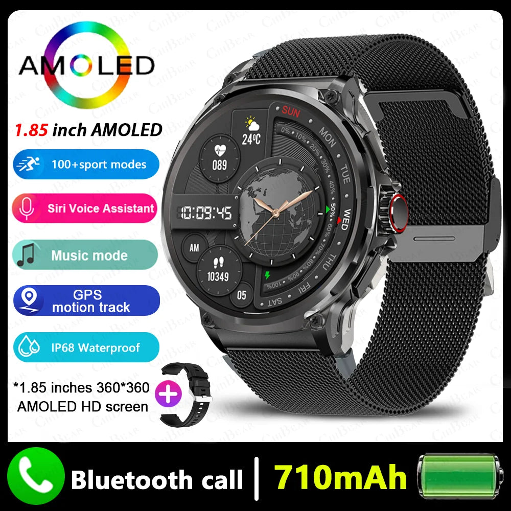 2025 New Military GPS V69 Smart Watch Men 1.85 inch 710 mAh Heart Rate GPS Sports IP68 Waterproof Bluetooth Talk  Smartwatch Man