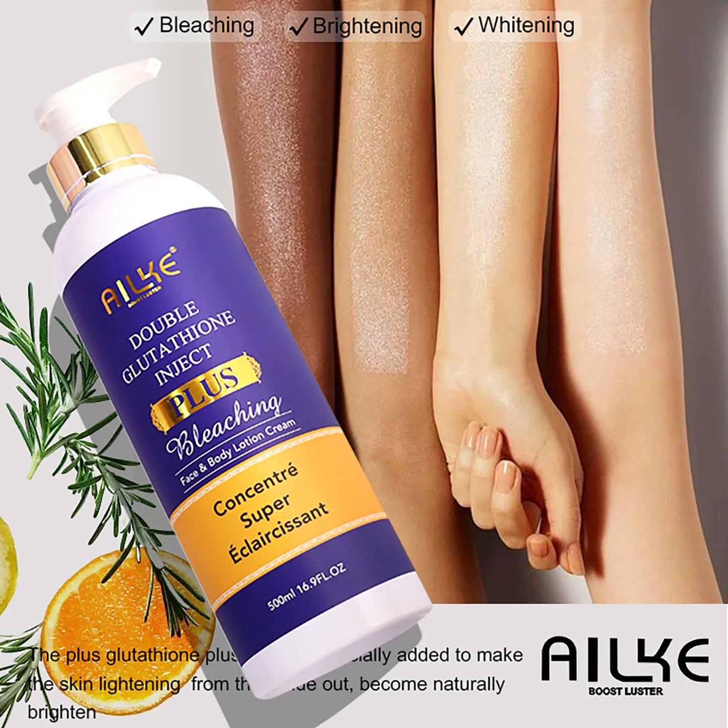 AILKE Double Glutathione Whitening Set For All Skin Types, Reduce Dark Spots, Melanin, Freckles, Chloasma, Even Skin Tone