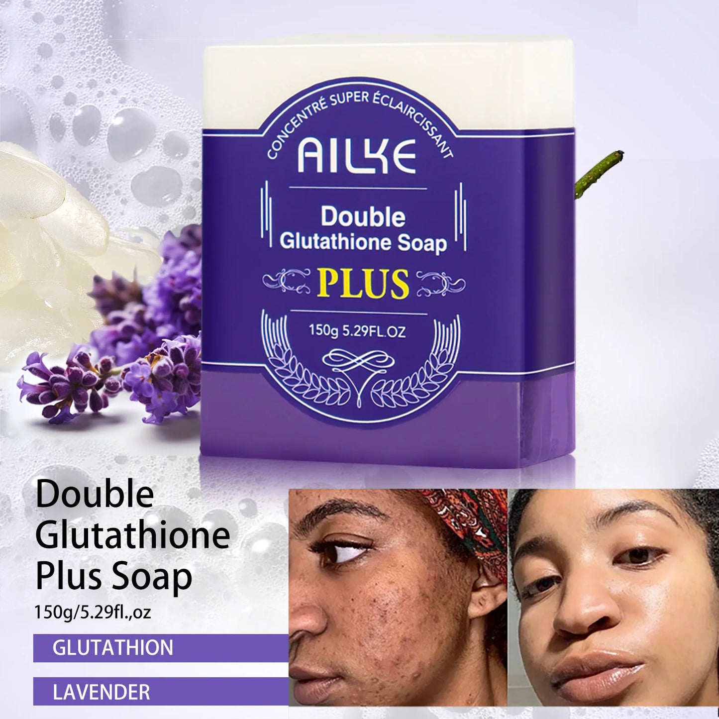 AILKE Double Glutathione Whitening Set For All Skin Types, Reduce Dark Spots, Melanin, Freckles, Chloasma, Even Skin Tone