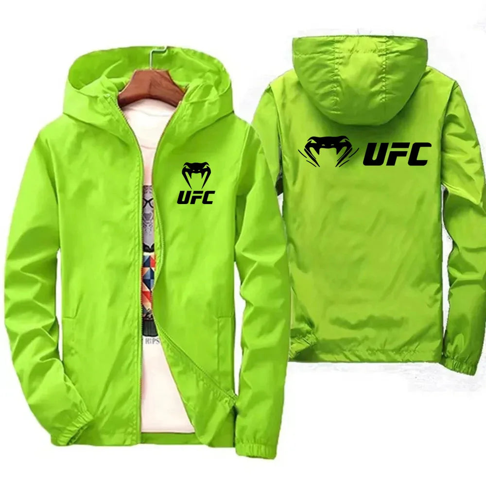 2025 UFC Fighting Logo Breathable Fashion Fitness Zipper Jacket Casual High Quality Hooded Baseball Jacket Outdoor Sports Jacket