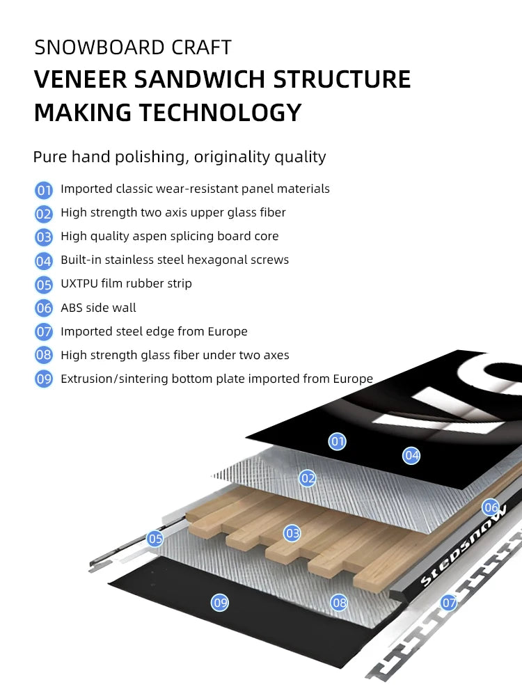 China Manufacture Unique Design Women Snowboard Winter Outdoor Steady Poplar Wood Core Freestyle Skiing Board