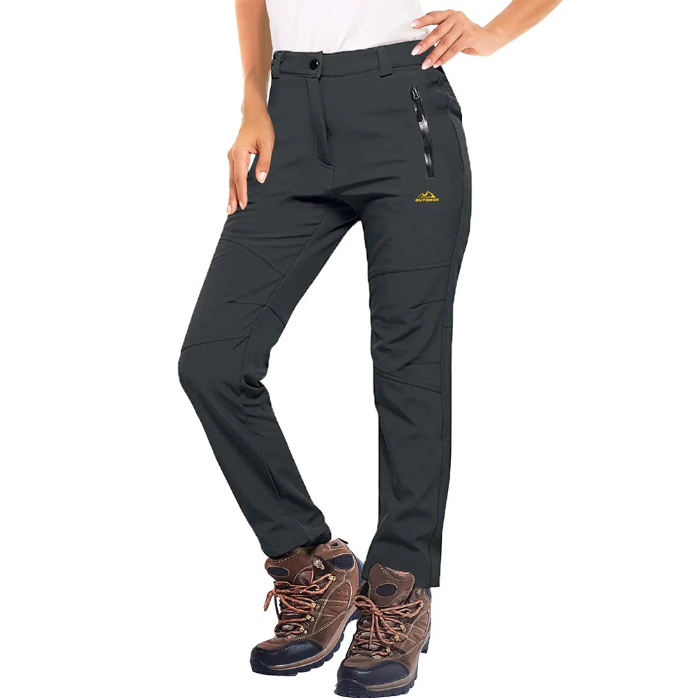 MAGCOMSEN Women's Ski Pants Winter Fleece Lined Waterproof Warm Snow Trekking Hiking Pants Outdoor Trousers Female