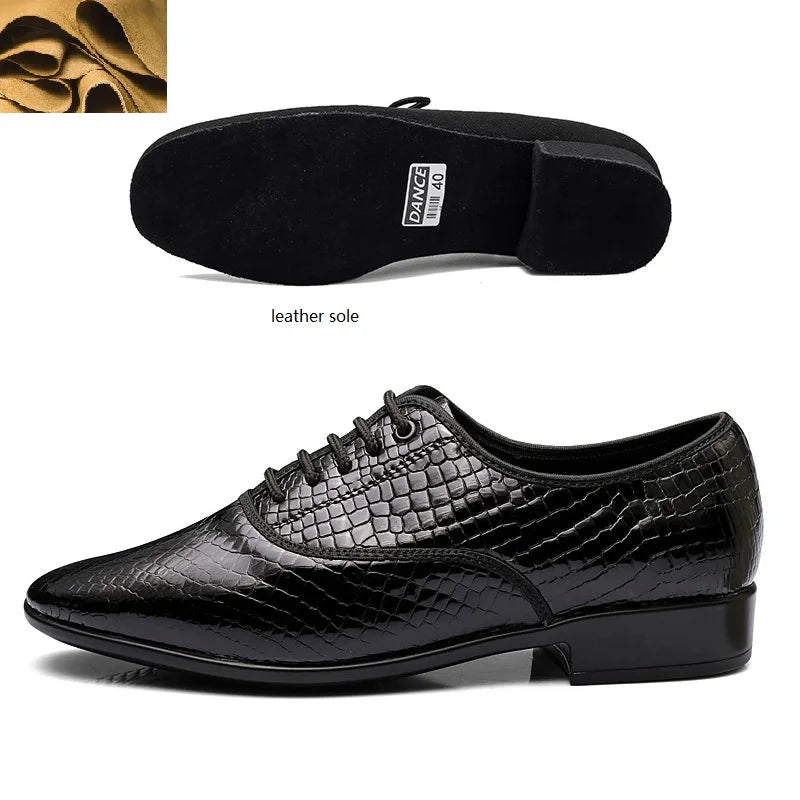 Breathable Tango Dance Shoes Men Latin Dance Shoes Snakeskin Sneakers Leather Jazz Modern Ballroom Dancing Sports Shoes Man