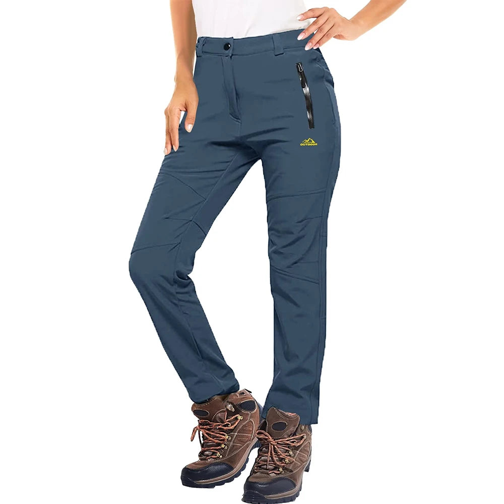 MAGCOMSEN Women's Ski Pants Winter Fleece Lined Waterproof Warm Snow Trekking Hiking Pants Outdoor Trousers Female