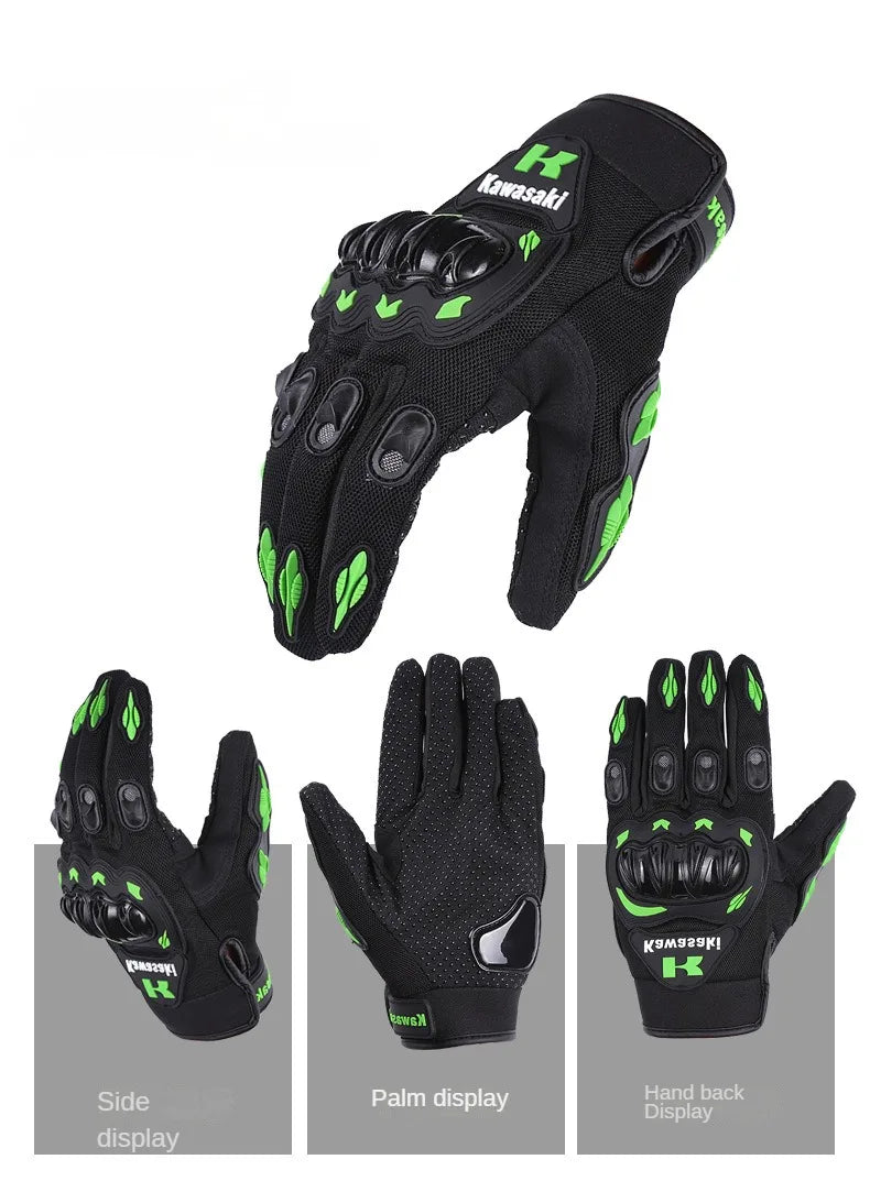 Kawasaki motorcycle gloves full finger gloves anti slip and wear-resistant off-road racing bicycle protective equipment gloves
