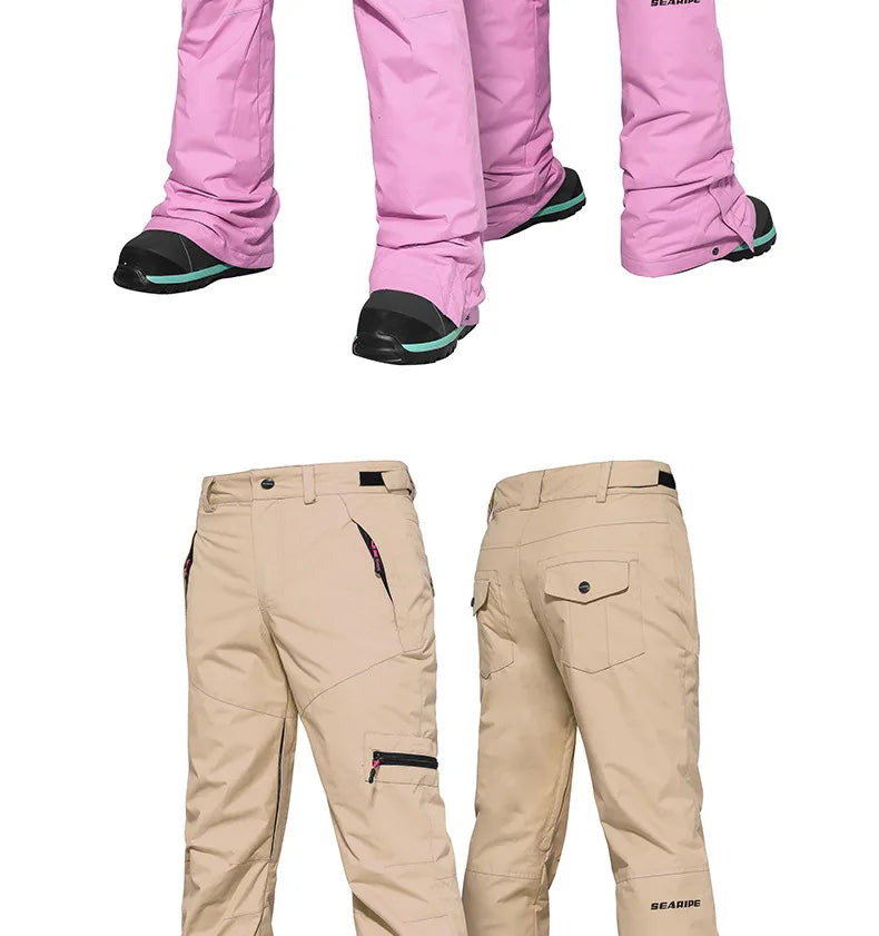 Skinny Snowboard Ski Pants Women's and Men's Snow Pants Waterproof Wind Warm Snow Pants Slim Ski Suit