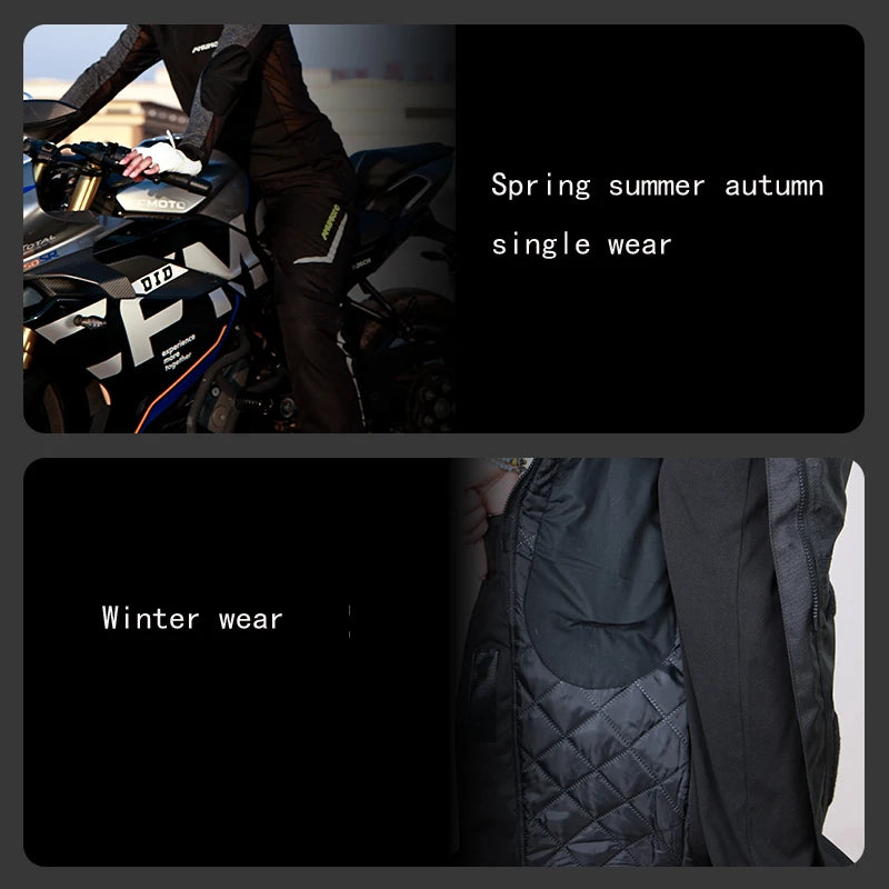 AMU Motorcycle Quick Take Off Waterproof Windproof Thermal Protective Pants Gor Men And Women