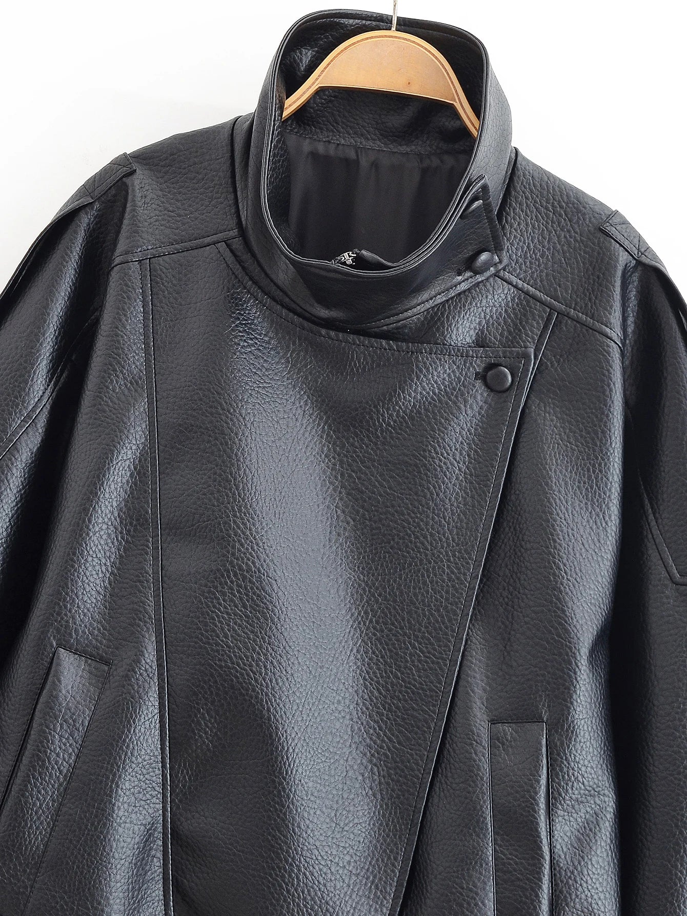HH Autumn Faux Leather Jacket For Women Casual Solid Long Sleeve Zipper Pu Leather Coats New Fashion Female Streetwear