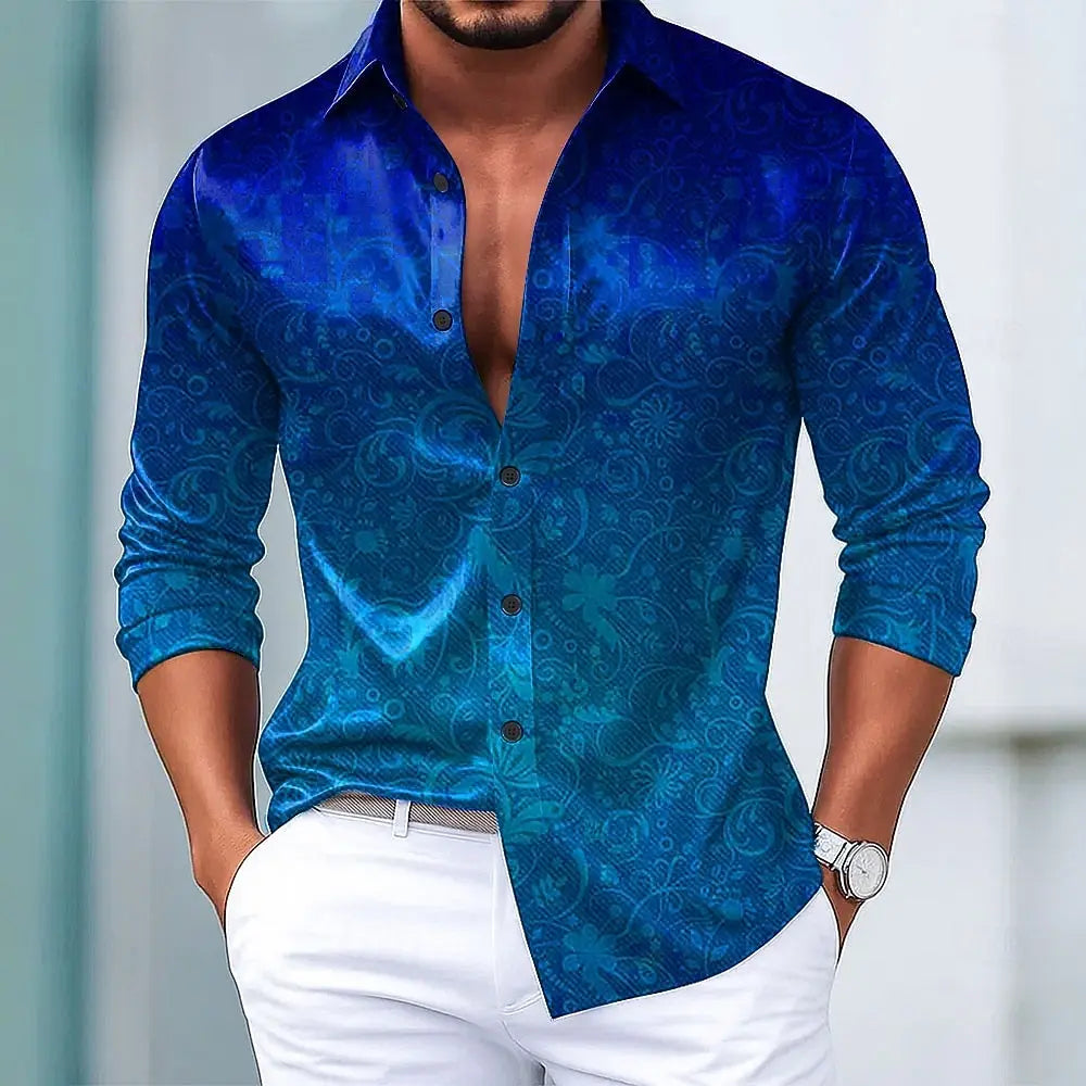 Men's Paisley Floral Print Ethnic Shirt Fashion 3D Printed Shirt Button Up Shirt Casual Long Sleeve Shirt Street Blouse for Mens