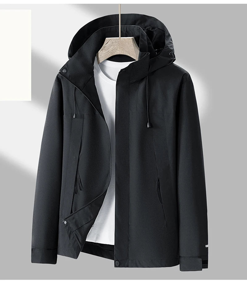 Women's Waterproof Ski Jacket Unisex Outdoor Single layer Jacket Mountain Windbreaker Hooded Raincoat Detachable Hat Coat