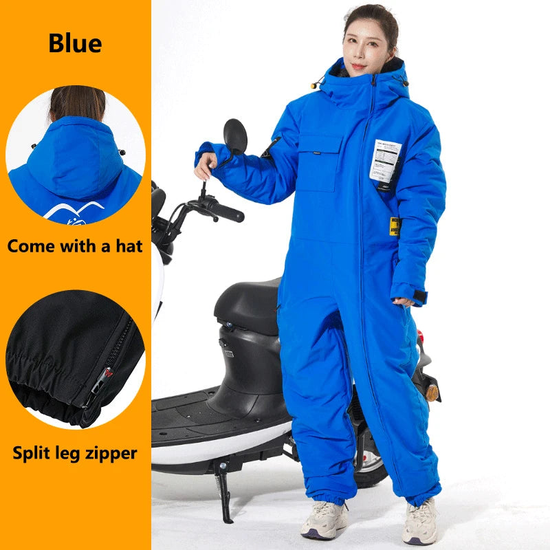 Motorcycle Riding Suit Windproof Plus Velvet Thickened Double-sided Waterproof Snowmobile Jacket Winter Warm Suit for Men Women
