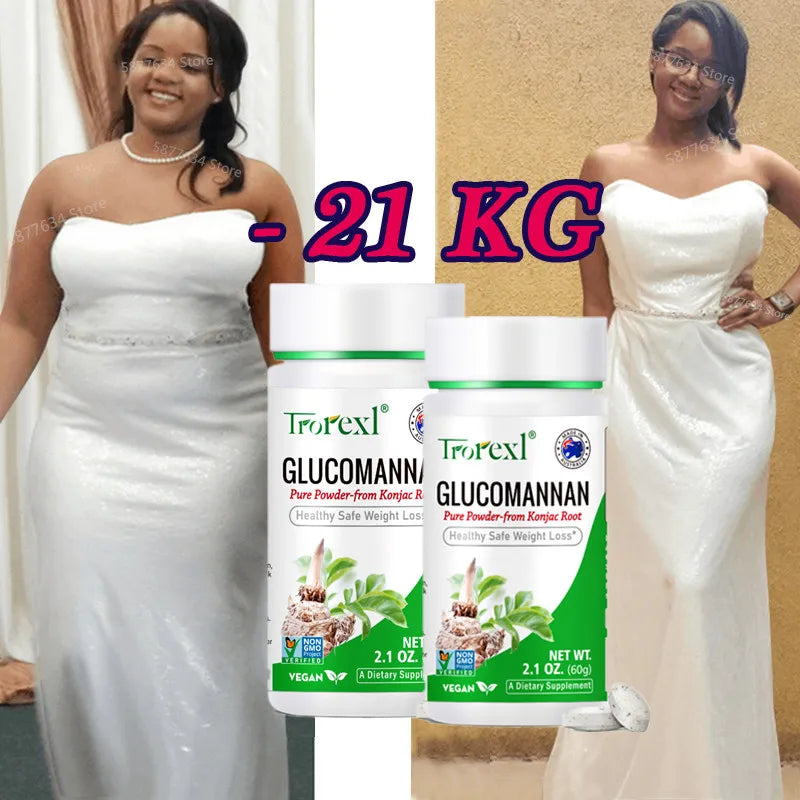 100 tablets, Trorexl Supplements, Glucomannan (Amorphophallus konjac) Pure Powder, Supports Healthy Weight Loss