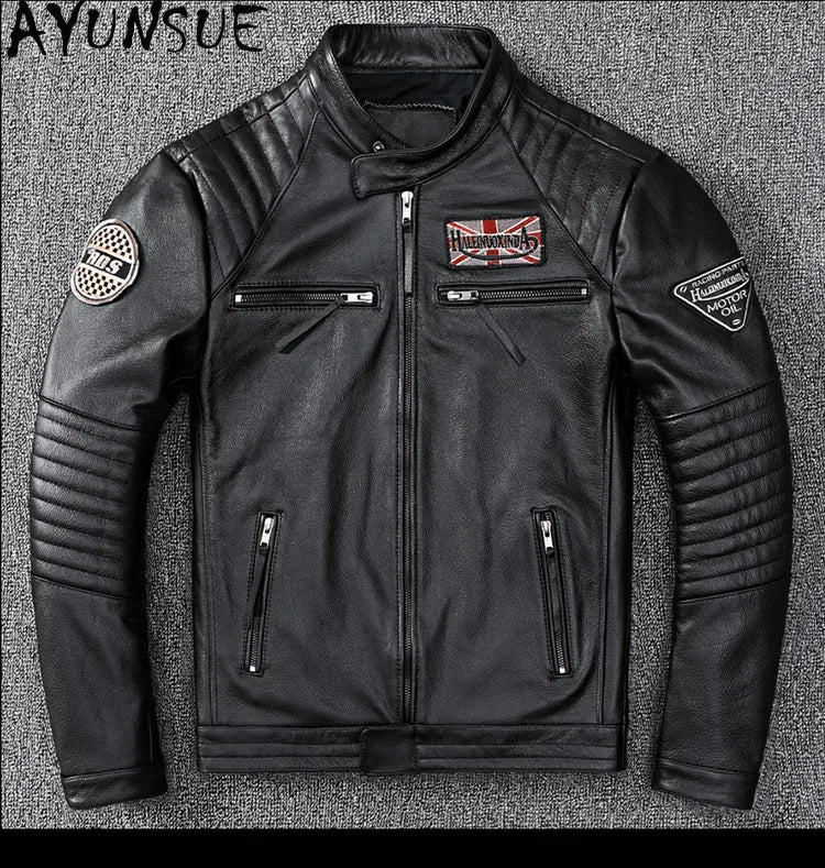 Mens Leather Jacket Autumn Men Clothing Handsome Motorcycle Jackets Two Colors Short Coats Kurtka Męska Skórzana Slim