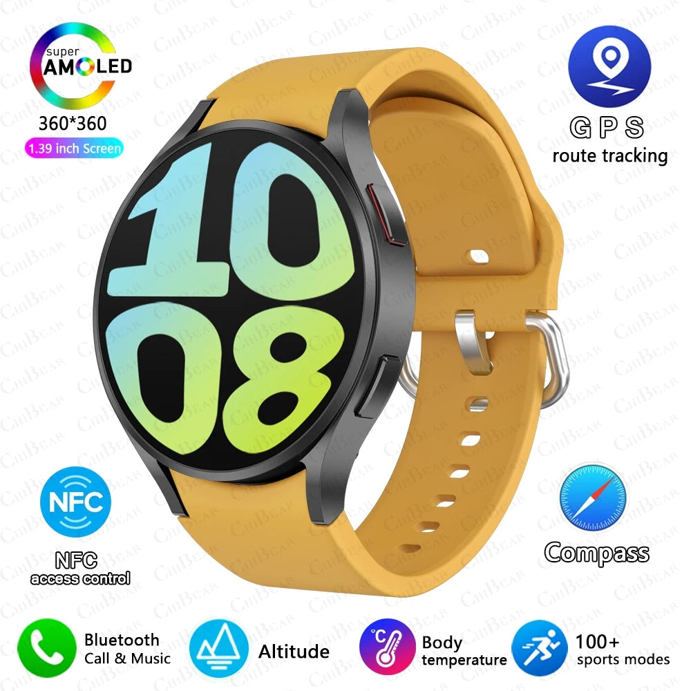 2025 New Bluetooth Call Smart Watch 6 Classic Men AMOLED HD Screen AI Voice Assistant Bluetooth Call NFC GPS Smartwatch Women