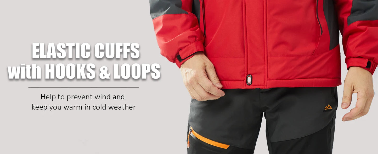 TACVASEN Men's Fleece Lined Skiing Jacket Windproof Detachable Hood Winter Thicken Warm Parkas Waterproof Outdoors Working Coat