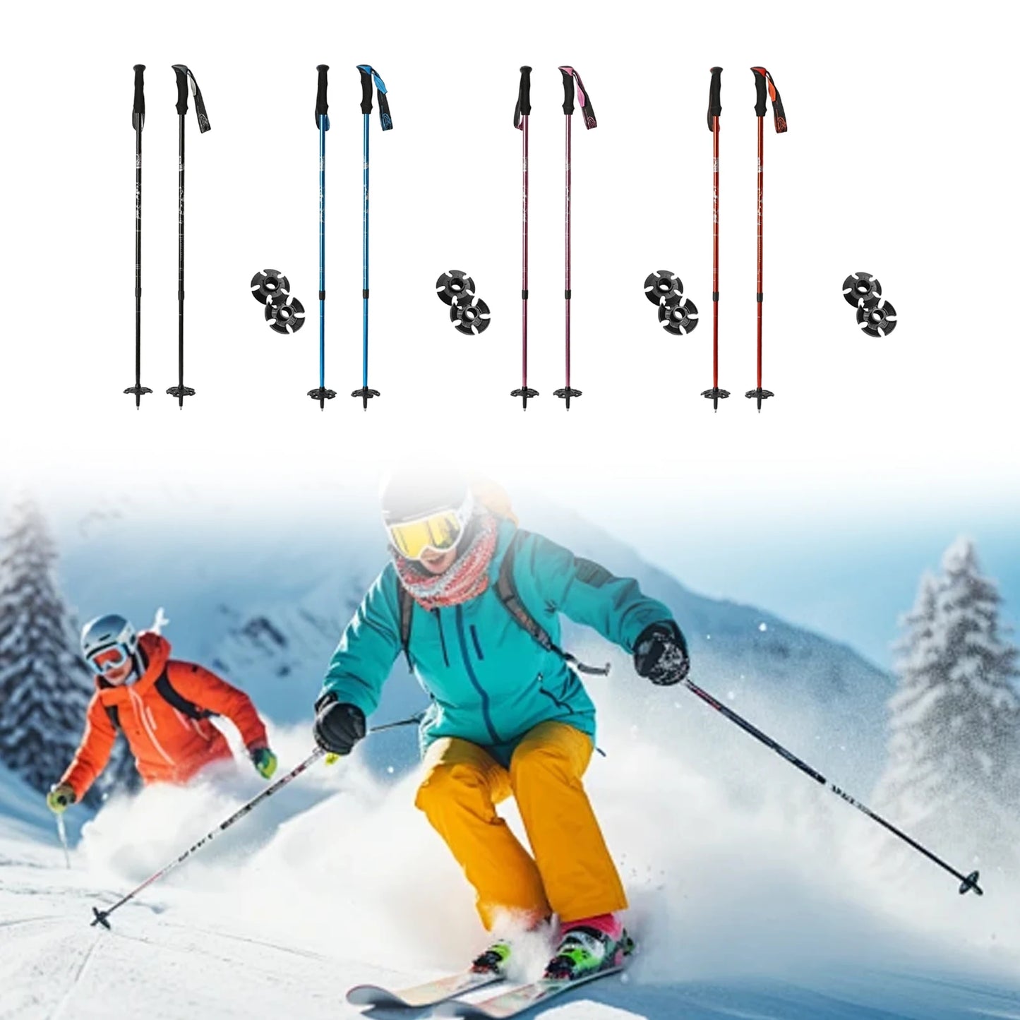 Skiing Pole Adjustable Trekking Poles for Outdoor Adventures Hiking Support Snowboarding Sturdy Walking Sticks for Mountains