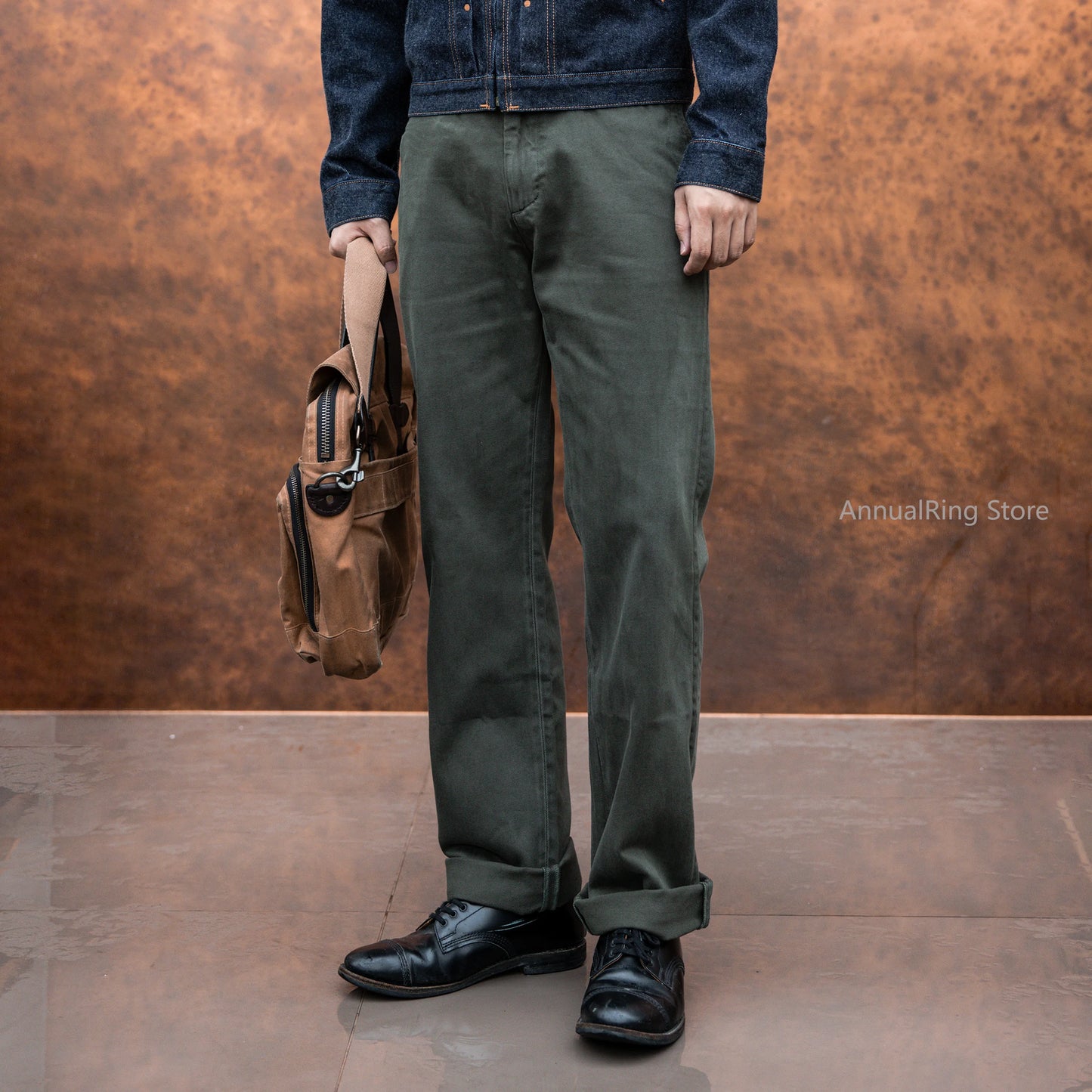 Red Tornado Garmen-Dyed Officer Chino Pants Straight Fit American Casual Style Men's Everyday Trousers