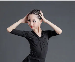sexy Latin Dance Costume For Girls Ballroom Salsa Tango top Skirts Kids Child lace Leopard Latin Dance Split Dress Leotard Skirt