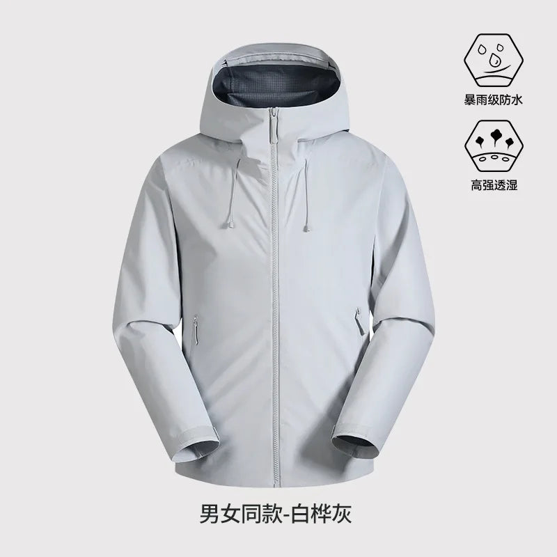 All-Weather Waterproof Hiking Jacket, High Breathability Mountaineering Coat for Men & Women